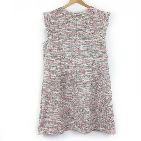 Loft Pink Tweed Boucle Shift Dress Ruffle Sleeve - Picture 6 of 10